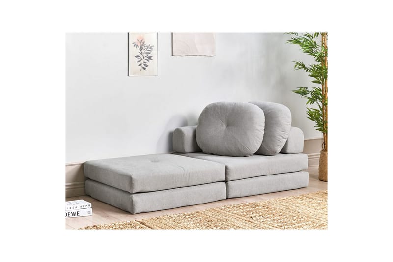 Bäddsoffa Olden - Grå/Polyester, 81x182 cm - Möbler - Fåtölj & stolar - Fåtölj - Bäddfåtölj