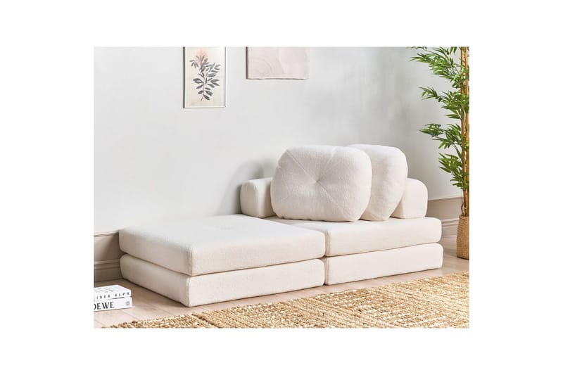 Bäddsoffa Olden - Vit/Bouclé, 81x182 cm - Möbler - Fåtölj & stolar - Fåtölj - Bäddfåtölj
