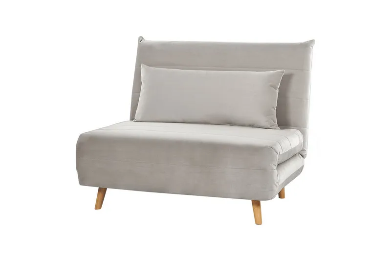 Bäddsoffa Setten - Grå, ljust trä - Möbler - Fåtölj & stolar - Fåtölj - Bäddfåtölj