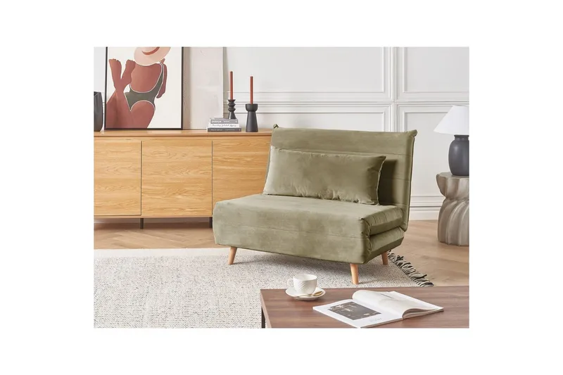 Bäddsoffa Setten - Grönt, ljust trä - Möbler - Fåtölj & stolar - Fåtölj - Bäddfåtölj