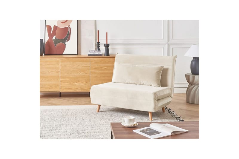 Bäddsoffa Setten - Vit, ljust trä - Möbler - Fåtölj & stolar - Fåtölj - Bäddfåtölj