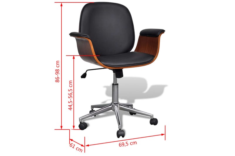 Fåtölj böjträ och konstläder - Svart - Kontorsstol & skrivbordsstol