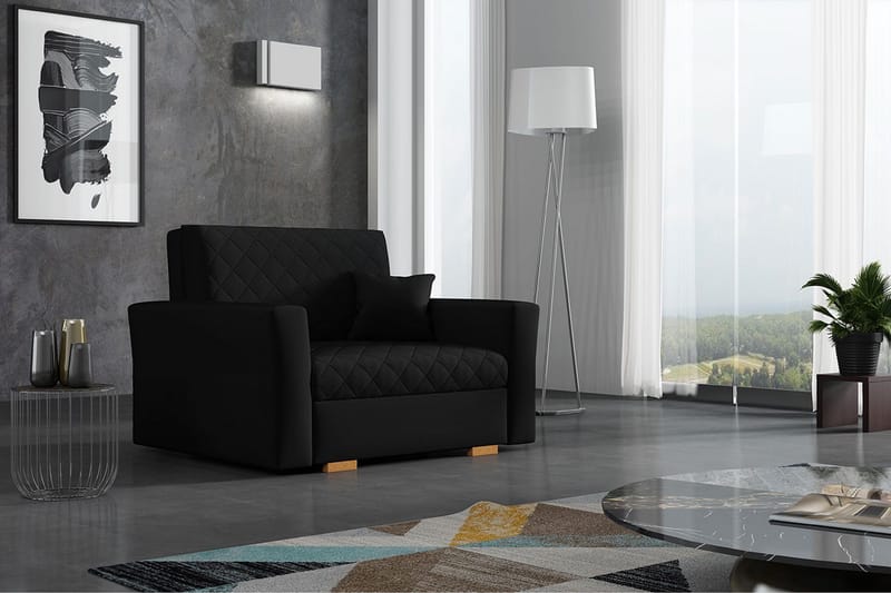 Bensbyn Bäddfåtölj Rutmönster - Svart - Möbler - Fåtölj & stolar - Fåtölj - Bäddfåtölj