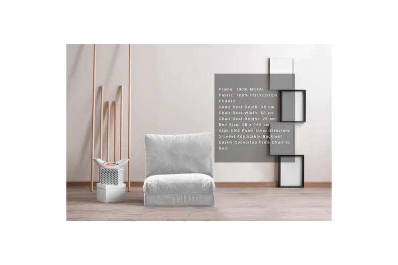 Maydena Bäddfåtölj 60x185 cm - Grå - Möbler - Fåtölj & stolar - Fåtölj - Bäddfåtölj