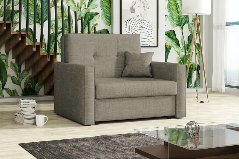 Bensbyn 2-sits Bäddsoffa 80x196 cm med Förvaring i Tyg - Grå - Möbler - Soffa - Bäddsoffa - 2 sits bäddsoffa
