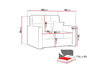 Bensbyn 2-sits Bäddsoffa 80x196 cm med Förvaring i Tyg - Grå - Möbler - Soffa - Bäddsoffa - 2 sits bäddsoffa