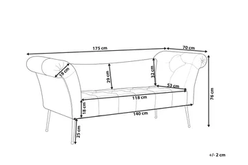 Bethely Schäslong 175 cm - Guld/Red - Möbler - Soffa - Dagbädd