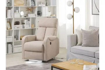 Rautela Fåtölj LED-belysning + USB-port - Beige - Möbler - Fåtölj & stolar - Fåtölj - Biofåtölj & reclinerfåtölj