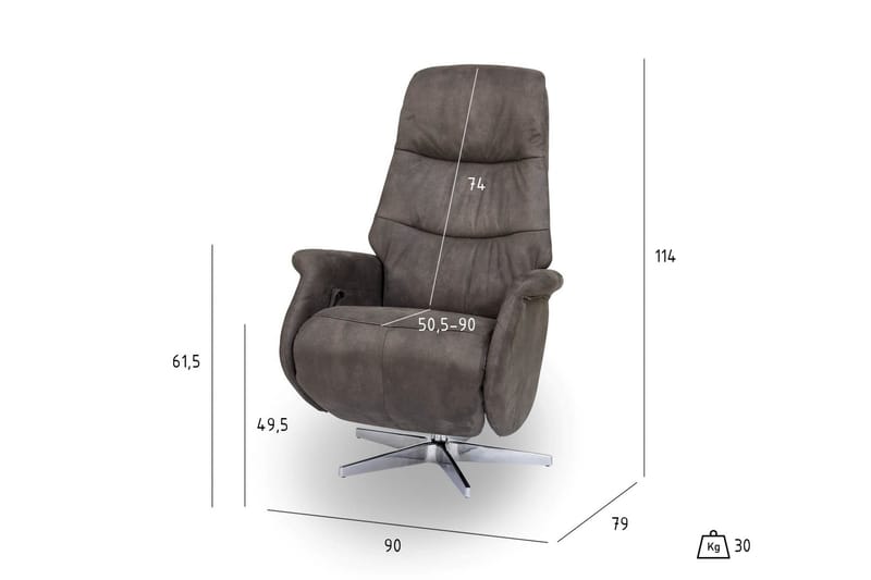 Recliner Rho - Brun - Möbler - Fåtölj & stolar - Fåtölj - Biofåtölj & reclinerfåtölj