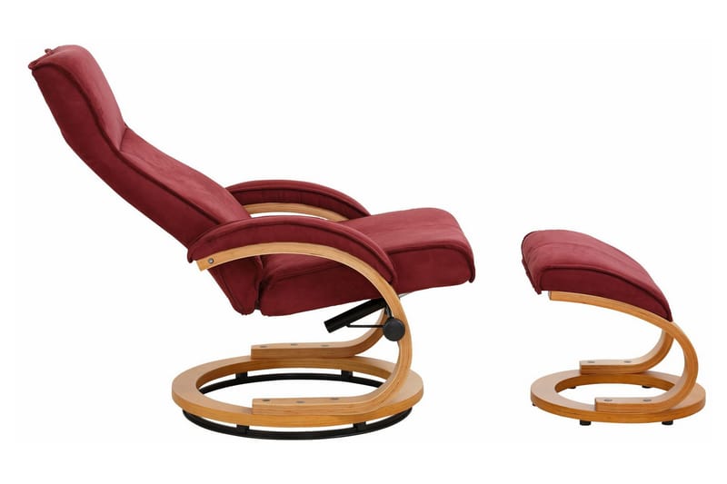 Reclinerfåtölj Palina Microfiber - Röd|Trä - Möbler - Fåtölj & stolar - Fåtölj - Biofåtölj & reclinerfåtölj