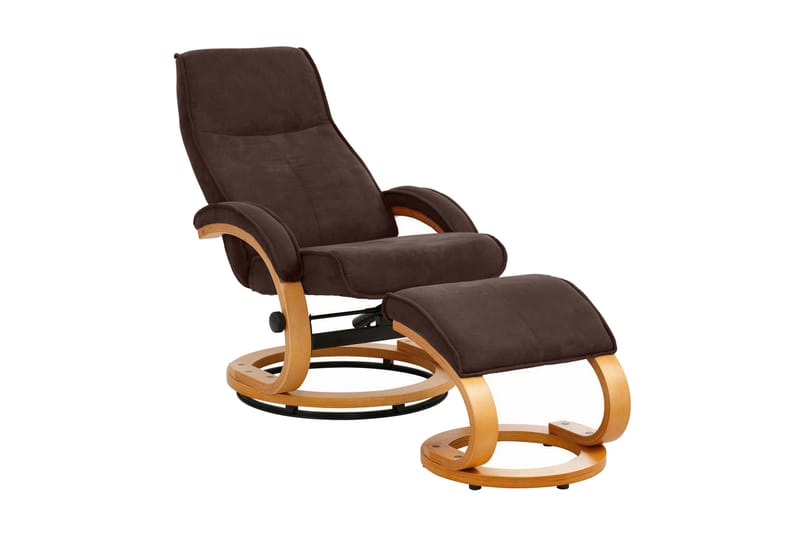 Reclinerfåtölj Palina Microfiber - Brun/Trä - Möbler - Fåtölj & stolar - Fåtölj - Biofåtölj & reclinerfåtölj