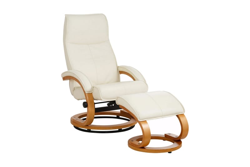Recliner|Ottoman Paprika Cream Genuine Läder |Bokf - Beige - Möbler - Fåtölj & stolar - Fåtölj - Biofåtölj & reclinerfåtölj