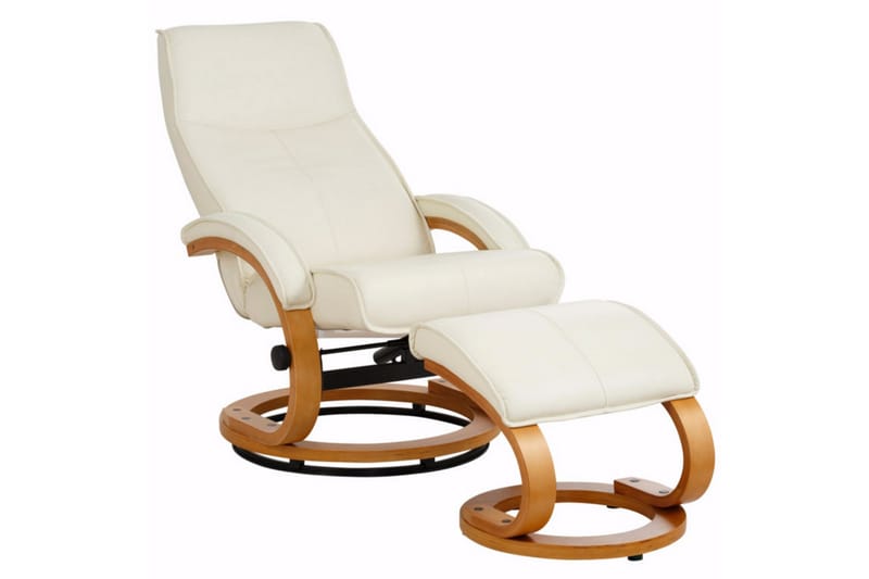 Recliner|Ottoman Paprika Cream Genuine Läder |Bokf - Beige - Möbler - Fåtölj & stolar - Fåtölj - Biofåtölj & reclinerfåtölj