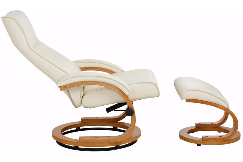 Recliner|Ottoman Paprika Cream Genuine Läder |Bokf - Beige - Möbler - Fåtölj & stolar - Fåtölj - Biofåtölj & reclinerfåtölj