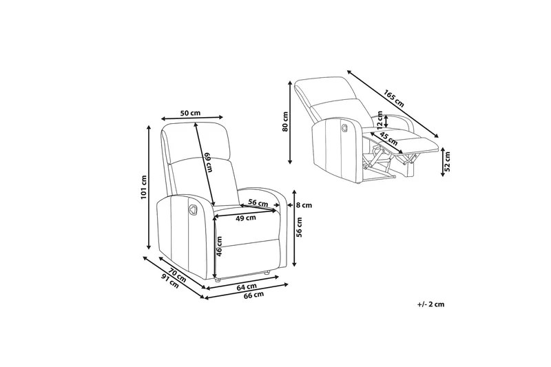 Virrat Fåtölj LED-belysning + USB-port - Vit - Möbler - Fåtölj & stolar - Fåtölj - Biofåtölj & reclinerfåtölj