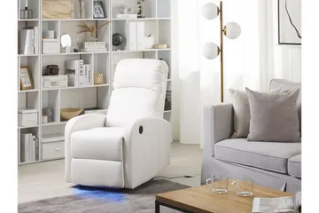 Virrat Fåtölj LED-belysning + USB-port - Vit - Möbler - Fåtölj & stolar - Fåtölj - Biofåtölj & reclinerfåtölj