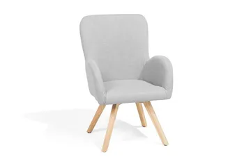 Bjarn Modern Oval Fåtölj i Tyg med Träben - Grå - Möbler - Fåtölj & stolar - Fåtölj