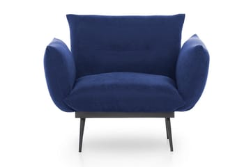 Bramelia Modern Fåtölj i Mocka med Metallben - Blå - Möbler - Fåtölj & stolar - Fåtölj