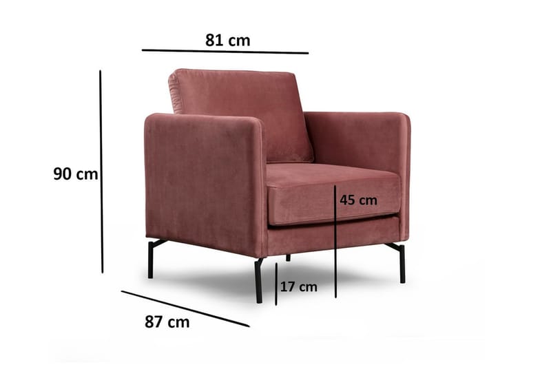 Bramelia Modern Fåtölj i Sammet - Rosa - Möbler - Fåtölj & stolar - Fåtölj - Sammetsfåtölj