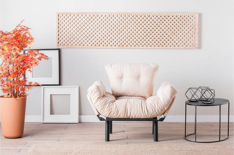 Bramelia Modern Fåtölj i Tyg med Metallstativ - Beige - Möbler - Fåtölj & stolar - Fåtölj