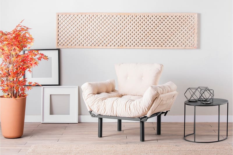 Bramelia Modern Fåtölj i Tyg med Metallstativ - Beige - Möbler - Fåtölj & stolar - Fåtölj
