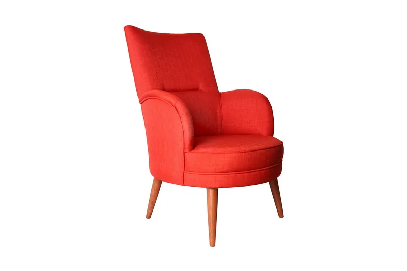Brandn Fåtölj med Armstöd, Röd