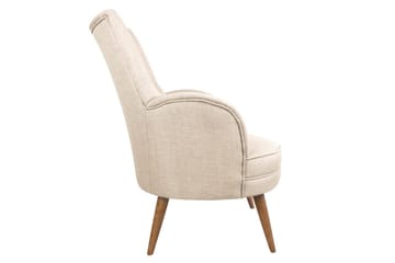 Brandn Oval Fåtölj med Armstöd och Träben i Tyg - Beige - Möbler - Fåtölj & stolar - Fåtölj