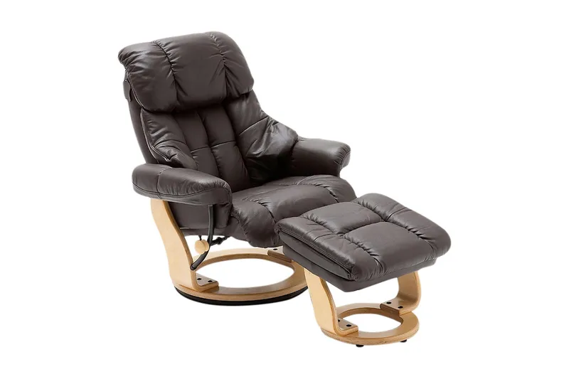 Calgary Fåtölj med Fotpall Natur, Läder/PVC Brun