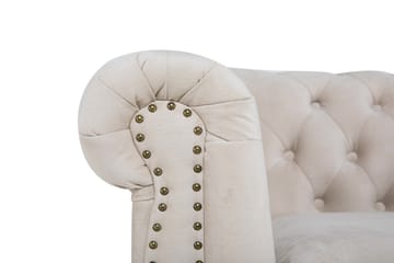 Chester Deluxe Fåtölj+Fotpall Sammet Beige - Beige|Vit - Möbler - Fåtölj & stolar - Fåtölj - Fåtölj med fotpall