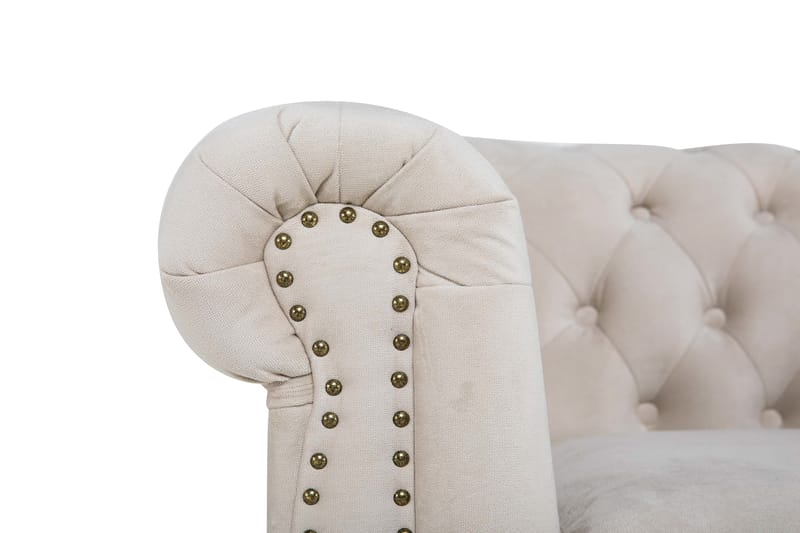 Chester Deluxe Fåtölj+Fotpall Sammet Beige - Beige|Vit - Möbler - Fåtölj & stolar - Fåtölj - Fåtölj med fotpall