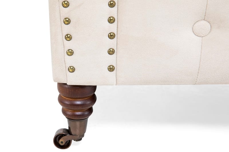 Chester Deluxe Fåtölj+Fotpall Sammet Beige - Beige|Vit - Möbler - Fåtölj & stolar - Fåtölj - Fåtölj med fotpall