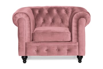Chesterfield Lyx Fåtölj - Rosa Sammet - Möbler - Fåtölj & stolar - Fåtölj - Chesterfield fåtölj