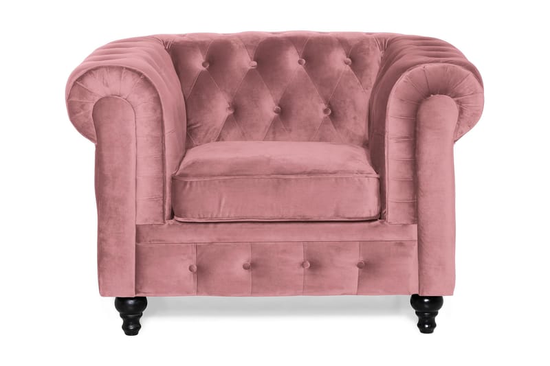Chesterfield Lyx Fåtölj - Rosa Sammet - Möbler - Fåtölj & stolar - Fåtölj - Chesterfield fåtölj