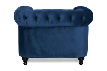 Chesterfield Lyx Stor skön djup sammetsfåtölj - Fåtölj till vardagsrum - Blå Sammet - Möbler - Fåtölj & stolar - Fåtölj - Chesterfield fåtölj