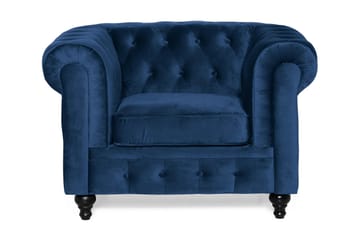 Chesterfield Lyx Stor skön djup sammetsfåtölj - Fåtölj till vardagsrum - Blå Sammet - Möbler - Fåtölj & stolar - Fåtölj - Chesterfield fåtölj
