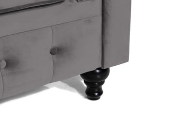 Chesterfield Lyx Stor skön djup sammetsfåtölj - Fåtölj till vardagsrum - Mörkgrå Sammet - Möbler - Fåtölj & stolar - Fåtölj - Chesterfield fåtölj