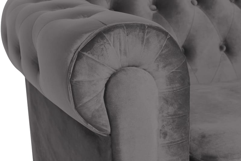 Chesterfield Lyx Stor skön djup sammetsfåtölj - Fåtölj till vardagsrum - Mörkgrå Sammet - Möbler - Fåtölj & stolar - Fåtölj - Chesterfield fåtölj