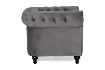 Chesterfield Lyx Stor skön djup sammetsfåtölj - Fåtölj till vardagsrum - Mörkgrå Sammet - Möbler - Fåtölj & stolar - Fåtölj - Chesterfield fåtölj