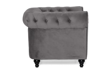 Chesterfield Lyx Stor skön djup sammetsfåtölj - Fåtölj till vardagsrum - Mörkgrå Sammet - Möbler - Fåtölj & stolar - Fåtölj - Chesterfield fåtölj