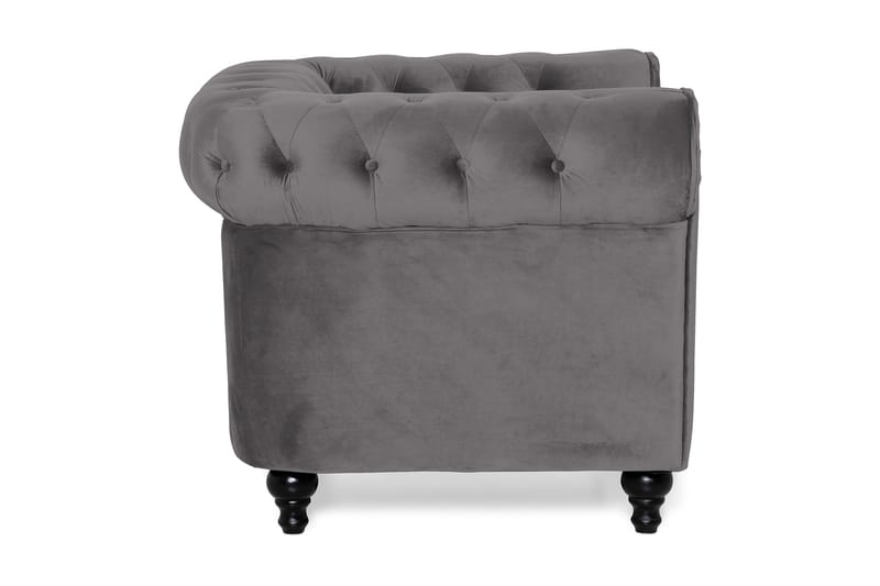 Chesterfield Lyx Stor skön djup sammetsfåtölj - Fåtölj till vardagsrum - Mörkgrå Sammet - Möbler - Fåtölj & stolar - Fåtölj - Chesterfield fåtölj