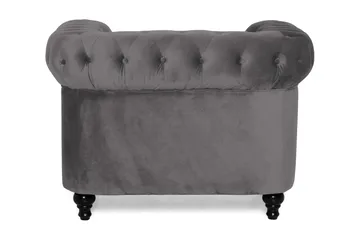 Chesterfield Lyx Stor skön djup sammetsfåtölj - Fåtölj till vardagsrum - Mörkgrå Sammet - Möbler - Fåtölj & stolar - Fåtölj - Chesterfield fåtölj