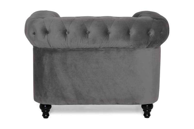 Chesterfield Lyx Stor skön djup sammetsfåtölj - Fåtölj till vardagsrum - Mörkgrå Sammet - Möbler - Fåtölj & stolar - Fåtölj - Chesterfield fåtölj