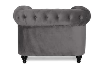 Chesterfield Lyx Stor skön djup sammetsfåtölj - Fåtölj till vardagsrum - Mörkgrå Sammet - Möbler - Fåtölj & stolar - Fåtölj - Chesterfield fåtölj