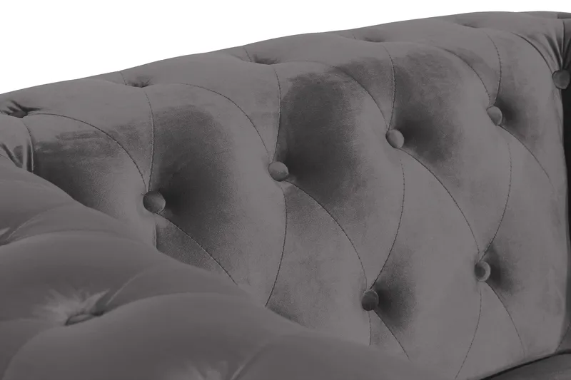 Chesterfield Lyx Stor skön djup sammetsfåtölj - Fåtölj till vardagsrum - Mörkgrå Sammet - Möbler - Fåtölj & stolar - Fåtölj - Chesterfield fåtölj