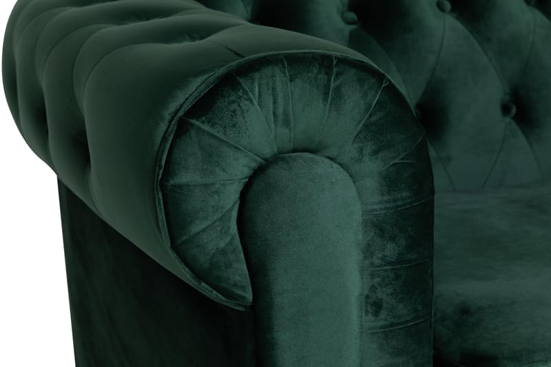 Chesterfield Lyx Stor skön djup sammetsfåtölj - Fåtölj till vardagsrum - Mörkgrön Sammet - Möbler - Fåtölj & stolar - Fåtölj - Chesterfield fåtölj