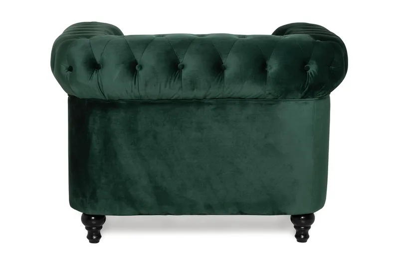 Chesterfield Lyx Stor skön djup sammetsfåtölj - Fåtölj till vardagsrum - Mörkgrön Sammet - Möbler - Fåtölj & stolar - Fåtölj - Chesterfield fåtölj