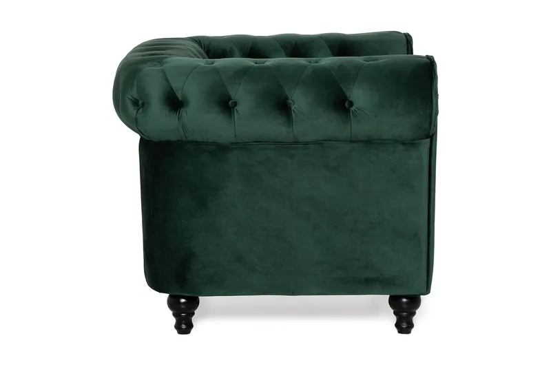Chesterfield Lyx Stor skön djup sammetsfåtölj - Fåtölj till vardagsrum - Mörkgrön Sammet - Möbler - Fåtölj & stolar - Fåtölj - Chesterfield fåtölj