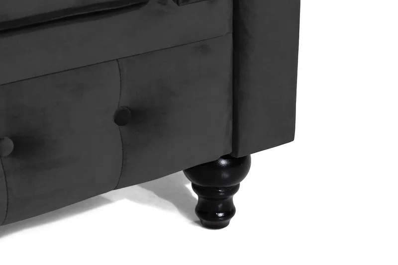 Chesterfield Lyx Stor skön djup sammetsfåtölj - Fåtölj till vardagsrum - Svart Sammet - Möbler - Fåtölj & stolar - Fåtölj - Chesterfield fåtölj