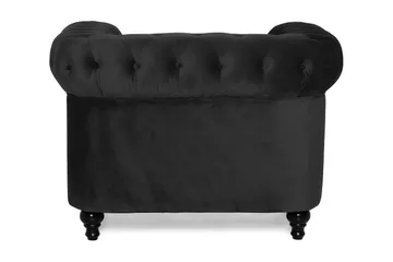 Chesterfield Lyx Stor skön djup sammetsfåtölj - Fåtölj till vardagsrum - Svart Sammet - Möbler - Fåtölj & stolar - Fåtölj - Chesterfield fåtölj