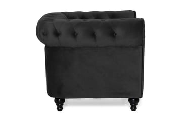 Chesterfield Lyx Stor skön djup sammetsfåtölj - Fåtölj till vardagsrum - Svart Sammet - Möbler - Fåtölj & stolar - Fåtölj - Chesterfield fåtölj